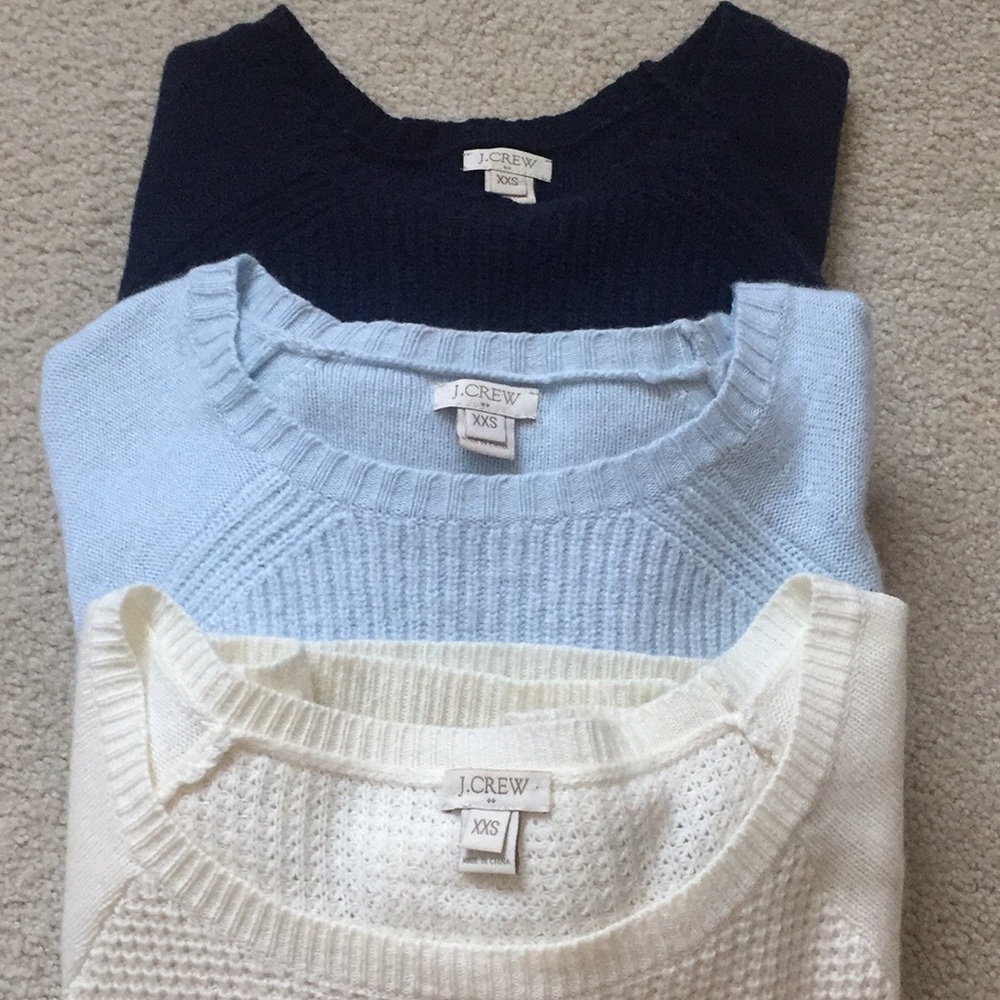 THREE J.Crew Waffle Knit Crew Neck Sweaters